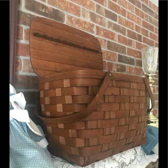 Rare Vintage 1970’s Handmade Wood Wicker Basket - Picture 6 of 8